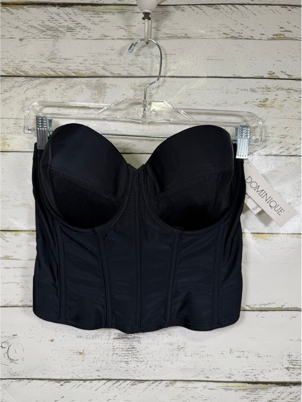 Dominique Black Strapless Longline Corset Bustier Bra 34DD/E NWT